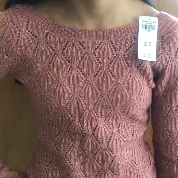 Abercrombie NWT XS Pointelle Scoop- Back Sweater - Picture 3 of 10